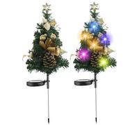 Hperu Decorazioni Natalizie solari da Esterno 2 Pezzi 26 Pollici Albero di Natale Solare Impermeabile paletti Luminosi da Giardino Multicolori per Il Percorso del Cortile - Albero da Esterno