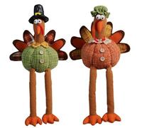 Hperu Decorazioni per tacchino 2 pezzi Decorazioni per la tavola del Ringraziamento Figurine di tacchini ripieni di peluche con gambe pendenti - per la tavola del Ringraziamento