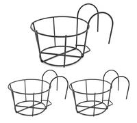 Hperu Fioriera per ringhiera, portavasi da fiori rotondi sospesi da 3 pezzi, fioriera da balcone in metallo resistente, cesto sospeso salvaspazio per balcone, giardino, interno, esterno