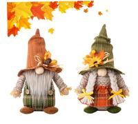 Hperu Gnomi autunnali 2 pezzi Peluche Autunno Gonk Girasole Foglia d'acero Donna Uomo Ringraziamento Raccolto Decor per la tavola di casa - Gnome Fall Decor