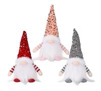 Hperu Gnomi di Natale 3 pezzi con paillettes luminose a LED Gnomi di peluche Decorazioni natalizie Funzionano a batteria per decorazioni da tavolo per la camera da letto di casa - Mini