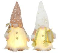 Hperu Gnomo di Natale 2 pezzi 12 pollici gnomi illuminati in peluche con bastone da passeggio e decorazioni di gnomi di Natale alimentati a batteria per decorazioni natalizie da tavolo invernali