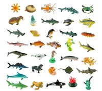 Hperu Mini Figure di Animali Marini 36 Pezzi Assortiti Creature dell'Oceano Realistico Pvc Giocattolo Solido Pesce per Bambini Giocattoli Educativi - Mini Figure di Animali Marini Pesce Giocattolo