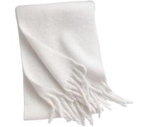 Hperu Sciarpa invernale bianca da donna 15x91 - Sciarpa spessa e soffice con nappe, coperta elegante per il collo per la stagione fredda - Inverno