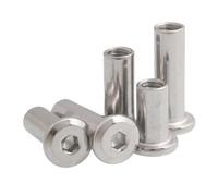 HPGHZNYNMK 2-10 pezzi M3 M4 M5 M6 M8 304 in acciaio inossidabile for testa esagonale piatta, inserto for giunto a rivetto, dado a manicotto for mobili e letti Bulloni e dadi(M5 10pcs,45mm)