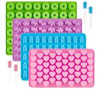 HPiano Stampini Orsetti Gommosi,4 pezzi Stampo in Silicone Per Caramelle, Stampi per Caramelle Gommose con 4 Contagocce per Fare Gommose Biscotti Gelatina Cioccolato Piccoli Cubetti di Ghiaccio