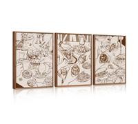 HPINUB - Tela incorniciata da parete, grande, moderna, decorazione da parete, stile vintage, decorazione da parete per schizzi, pizza, set di 3 decorazioni per cucina, sala da pranzo, 30 x 40 cm