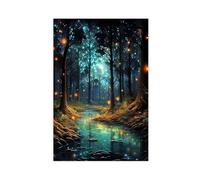 HPIOJQGOO Poster su tela con lucciole nella foresta luminosa, decorazione per camera da letto, ufficio, camera da letto, regalo, 20 x 30 cm