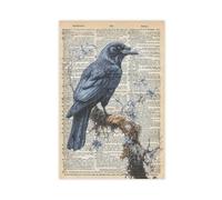 HPIOJQGOO Poster su tela, motivo: Enciclopedia dei corvi, decorazione per camera da letto, ufficio, camera da letto, regalo, 50 x 75 cm