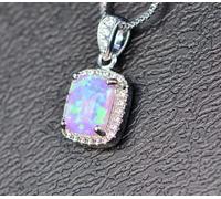 HPIP Collana Quadrata con Opale di Fuoco per Le Donne Luxury Cubic Zirconia Collane Pendenti Gioielli Unici Regalo per La Festa della Mamma