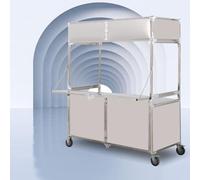 HPIRFYE Carrello pieghevole da venditore con tettoia, banco portatile su ruote per mercati agricoli e street food, stand da esterno leggero con mensola e ruote bloccabili