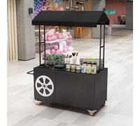 HPIRFYE Carrello venditore da esterno con grande capacità di stoccaggio,banco leggero per mercati agricoli con ruote e tettoia,stand pieghevole con canopy,ideale per eventi gastronomici e festival