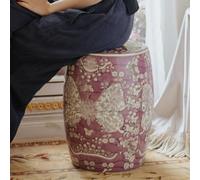 HPIRFYE Ceramic Garden Stool,Outdoor Side Table with Chinoiserie Pattern,