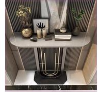 HPIRFYE Consolle Da Corridoio Stretto In Marmo, Consolle da Corridoio con Piano Sinterizzato e Telaio in Acciaio Rinforzato, Grande Piano, Angoli Arrotondati, Base Rotonda Unica(Gray,80cm)