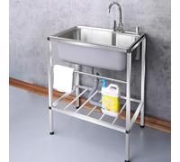 HPIRFYE Lavello da Esterno Autoportante in Acciaio Inox 1 Vasca,Lavello da Cucina Commerciale del Ristorante con Rubinetto, per Cucina, Ristorante, Fattoria, Lavanderia, Catering