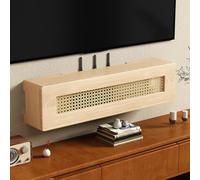 HPIRFYE Mobiletto Portaoggetti Per Router Wifi Di Legno,Scatola Router WiFi Da Parete, Immagazzinaggio Nascondi Cavi, Set-top Box TV, Per Soggiorno, Casa E Ufficio(Natural,100 * 20 * 20cm)