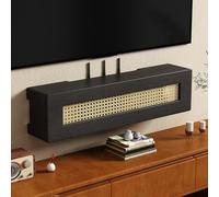 HPIRFYE Mobiletto Portaoggetti Per Router Wifi Di Legno,Scatola Router WiFi Da Parete, Immagazzinaggio Nascondi Cavi, Set-top Box TV, Per Soggiorno, Casa E Ufficio(Black,60 * 20 * 20cm)