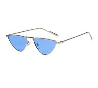 HPIRME Cat Eye Occhiali da sole Donna Metal Triangle Occhiali da sole Lady Shades UV400 Eyewear, argento blu, taglia unica