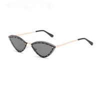 HPIRME Occhiali da sole a triangolo Cat Eye Occhiali da sole in cristallo lucido senza montatura in lega Tonalità femminili, grigio oro, taglia unica