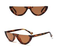 HPIRME Occhiali da sole Cat Eye a mezza montatura Occhiali da sole da donna retrò vintage tinta gialla con lenti trasparenti, C10, taglia unica