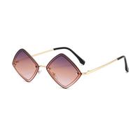 HPIRME Occhiali da sole da donna con rombo geometrico Occhiali da sole con lenti vintage Occhiali da sole sfumati UV400 femminili, Oro grigio giallo, taglia unica