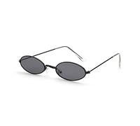 HPIRME Occhiali da sole ovali con montatura piccola retrò Occhiali da sole UV400 Accessori per sfumature vintage estive, nero grigio, taglia unica