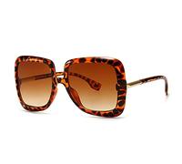 HPIRME Occhiali da sole oversize retrò da donna Occhiali da sole vintage quadrati con montatura a grana grossa, tonalità femminili, C2, taglia unica