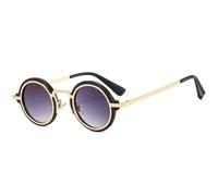 HPIRME Occhiali da sole punk da uomo rotondi piccoli Occhiali da sole retrò con sfumature sfumate trasparenti UV400 Occhiali da sole da donna, C5, Nero, 02 Grigio, taglia unica