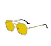 HPIRME Occhiali da sole punk Uomo Donna Occhiali da sole poligonali con montatura piccola Occhiali da sole femminili UV400, giallo, taglia unica