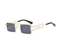 HPIRME Occhiali da sole rettangolari retrò punk da donna scavano montature in metallo Steampunk Shades Men UV400, taglia unica