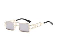 HPIRME Occhiali da sole rettangolari retrò punk da donna scavano montature in metallo Steampunk Shades Men UV400, taglia unica