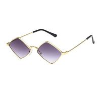 HPIRME Occhiali da sole rombo piccoli Occhiali da sole da donna Montatura in metallo Specchio color oceano Retro Occhiali da sole in lega retrò neri, 6, taglia unica