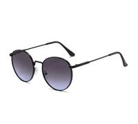 HPIRME Occhiali da sole rotondi alla moda, stile vintage, con protezione UV, montatura in metallo, stile streetwear (nero-grigio-blu)