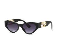 HPIRME Occhiali da sole vintage Cat Eye con montatura piccola da donna per uomo Occhiali da sole Occhiali da vista UV400, nero grigio, taglia unica