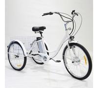 HpJfdsU Bicicletta Elettrica per Adulti a 3 Ruote (Carico 150Kg) + Batteria Al Litio (36 V/12 Ah) + Cestino Della Spesa, Elettrica/A Pedalata Assistita, Altezza Regolabile (29,5''-33,4'') White