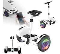 HpJfdsU Self-Balancing Scooter - Bluetooth Connection App, Smart Bike with Ambient Light, Leg+Hand Control, Shock-Absorbing Wheels, Load-Bearing Capacity: 130kg A-White