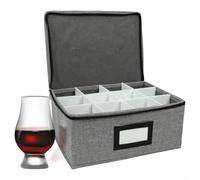HpLive 1/2 pezzi Oxford Bicchiere da whisky con 12 scomparti e manici, impilabile, antipolvere, adatto per bicchieri da vino, grigio (2 pezzi)