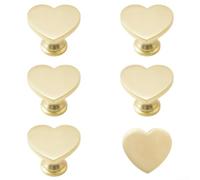 HpLive 6 pomelli per mobili a forma di cuore, in lega di zinco, per armadio, cassettiera, oro