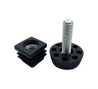 HpLive 8 pezzi Piedini quadrati regolabili antiscivolo per mobili in plastica per tavoli e scaffali, 20 x 20 mm nero con (A)