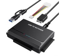 HpLive Adattatore per disco rigido USB 3.0, da IDE a SATA, lettore di unità esterna, 5 Gbps ad alta velocità, con alimentatore da 12 V, per HDD da 2,5/3,5 pollici, plastica ABS, plug and play