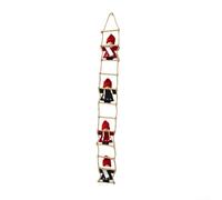 HpLive Babbo Natale su scaletta da arrampicata, 55 cm, in cotone, decorazione natalizia per scale, camino, rosso, grigio, 2 pezzi (Snowmans Ladder Red)
