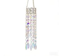 HpLive Catcher solare da 15,7 pollici in pietra preziosa e metallo con doppia corona di cristalli, fili di perle luccicanti effetto trappola, per finestre, balcone o giardino, decorazione decorativa