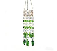 HpLive Catcher solare da 15,7 pollici in pietra preziosa e metallo con doppia corona di cristalli, fili di perle luccicanti effetto trappola, per finestre, balcone o giardino, decorazione decorativa