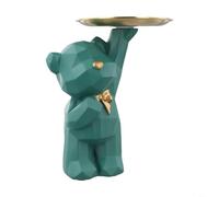 HpLive Ciotola geometrica con orso in resina, organizer da scrivania, decorazione simpatica figura animale, per ufficio e casa (verde scuro)