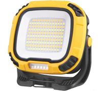 HpLive COB Lampada da lavoro con batteria ricaricabile, lampada da campeggio a LED orientabile magneticamente, ricarica USB-C e funzione power bank, 4 livelli di luminosità bianco/giallo, resistente