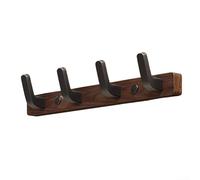 HpLive Gancio da parete in legno di noce, senza fori, per corridoio e camera da letto, robusto appendiabiti per giacche, borse e cappelli (quattro ganci nero)