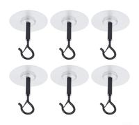 HpLive Gancio da soffitto in ferro nero per bianco e argento, resistente | Autoadesivo, senza fori, forte aderenza su piastrelle/vetro, dimensioni 6,8 cm, ideale per gli inquilini (nero)