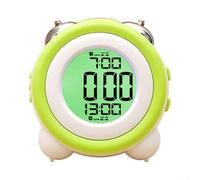 HpLive Grande display 3D LED sveglia con doppia suoneria muta luce notturna orologio elettronico per camera da letto (verde chiaro)