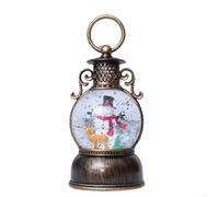 HpLive Lanterna natalizia a LED con fiocchi di neve, musica e timer, funzionamento USB o a batteria, 19 x 8,5 x 8,5 cm, decorazione natalizia (pupazzo di neve)