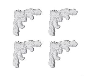 HpLive Listelli in stucco da parete, decorazione in stucco in 4 pezzi, cornice per soffitto in stile francese con motivo senza tempo Fleur de Lis (16 cm)